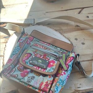 Lily Bloom Floral Crossbody Bag with Pink and Blue Accents